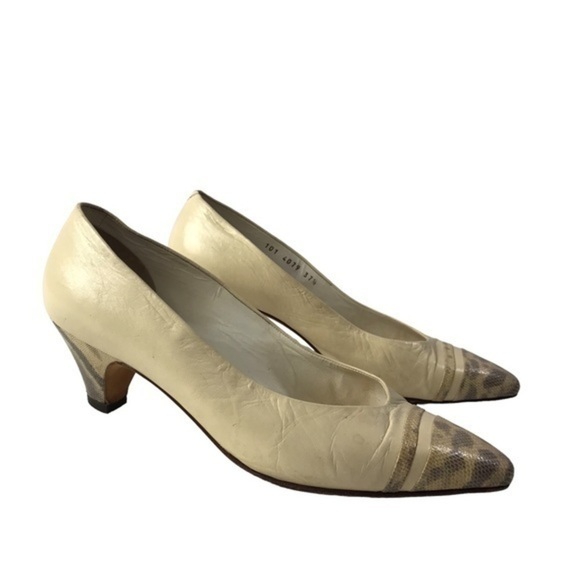 Vintage Gucci Beige snake printed pump size 37.5 - Picture 1 of 7